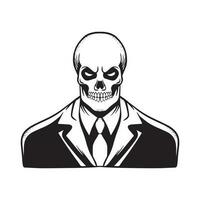 A skull with a suit and tie vector
