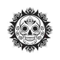 Skull with a floral pattern on it vector