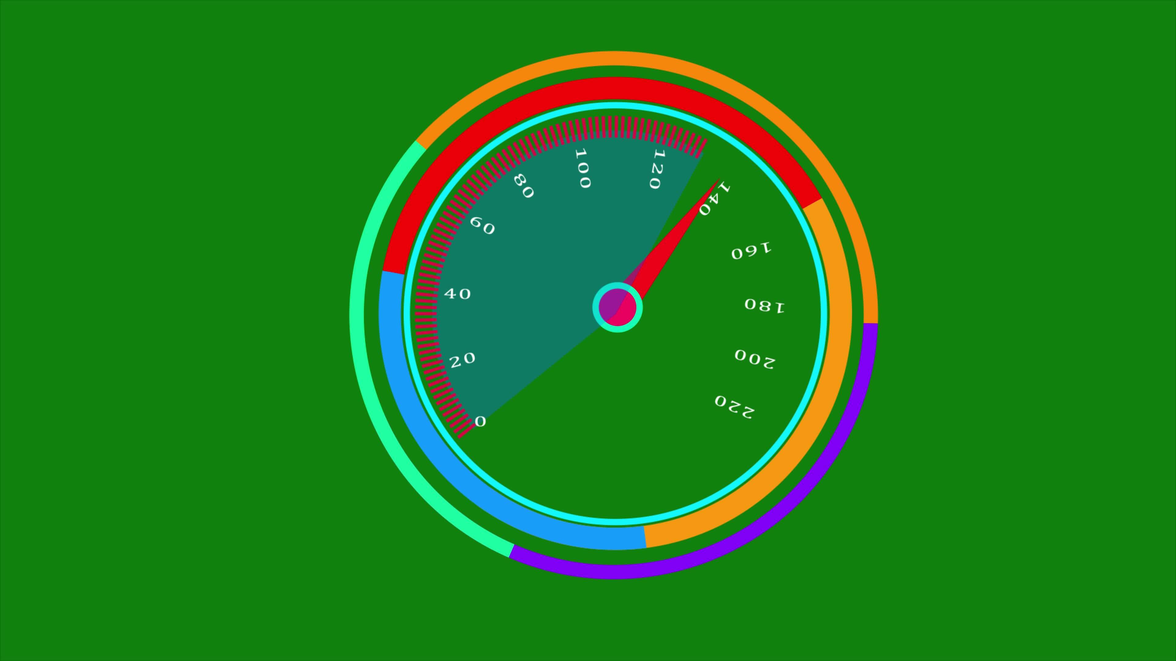 Speedometer Dashboard Animation On Black Background. Closeup View Of Speedometer. Car Bike High