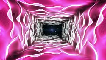 Space Tunnel Si-fi Background. Flying Through Wormhole And Stars In Space. Jump In To Hyperspace In Space. Animation Of Space Tunnel Time Travel Wormhole Concept Scientific Background. video