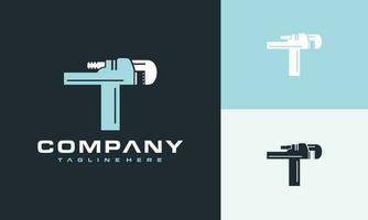 letter T wrench adjustable logo vector