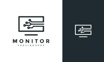 monitor tech circle logo vector