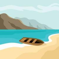 Boat On The Beach, Isolated Background. vector