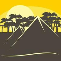 Pyramids In The Sunset, Isolated Background. vector