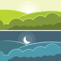 Day And Night, Isolated Background. vector