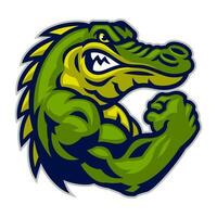 Angry Mascot Green Crocodile Logo vector