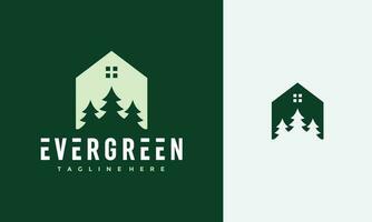 fir tree house logo vector