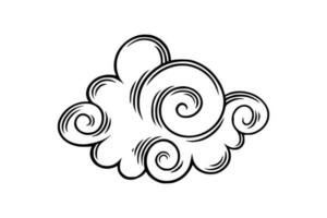 Chinese cloud in curly style. Decorative outline cloud for festive asian designs. Vector illustration