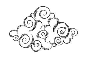 Chinese cloud in curly style. Bohemian cloud for festive asian designs. Vector illustration