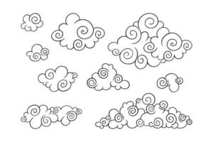 Chinese clouds set. Decorative asian clouds for festive designs. Vector illustration