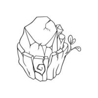 Magic crystal for games. Sketch of crystal set in a tree. Vector illustration