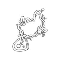 Amulet with lianas for games. Sketch of vine with an amulet. Vector illustration