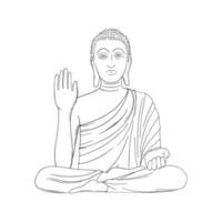 Buddha isolated in white background. Buddha statue with one hand up. Vector illustration