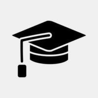 Icon graduation cap. School and education elements. Icons in glyph style. Good for prints, posters, logo, advertisement, infographics, etc. vector