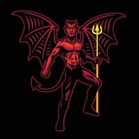 Standing devil with wings vector