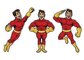Set of Cartoon Super Hero Character vector