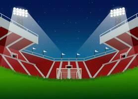 Soccer stadium home visitor red chair night vector