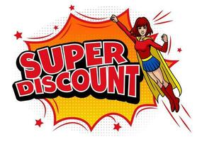 Superhero Super Discount Promotion vector