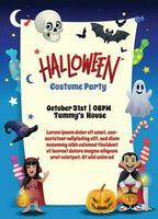 Halloween Invitation card in Cute Funny Cartoon Style vector