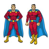 Set of Muscle Superhero in Cape vector