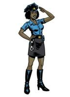 Black Women Police Saluting Pose vector