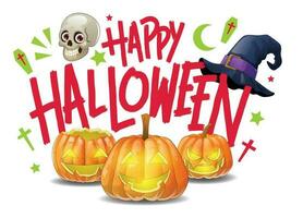 Greeting Design of Halloween Text with Pumpkins vector