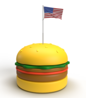 hamburguesa día unido estado americano Estados Unidos bandera país nacional presidente libertad internacional hamburguesa con queso almuerzo carne comida restaurante Tienda carne de vaca Cerdo bocadillo cena desayuno sabroso celebracion.3d hacer png