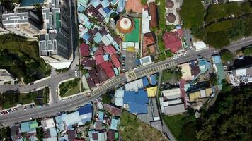 Aerial top down view Batu Ferringhi, Penang video