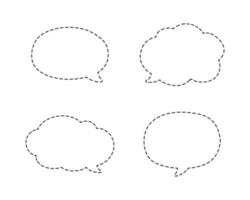 Geometric comic speech bubbles made of dotted dashed line set vector