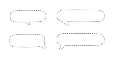 Geometric comic speech bubbles made of dotted dashed line set vector