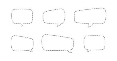 Geometric comic speech bubbles made of dotted dashed line set vector