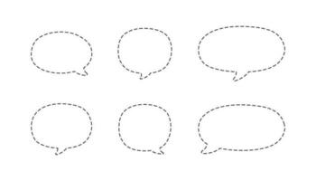 Geometric comic speech bubbles made of dotted dashed line set vector