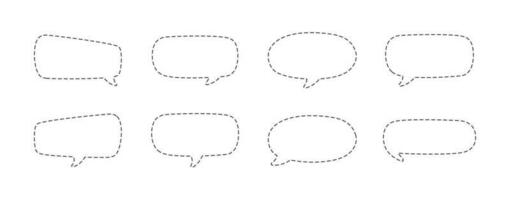 Geometric comic speech bubbles made of dotted dashed line set vector