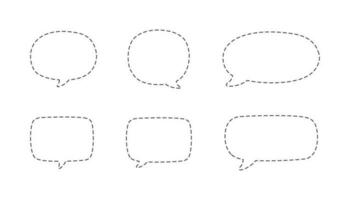 Geometric comic speech bubbles made of dotted dashed line set vector