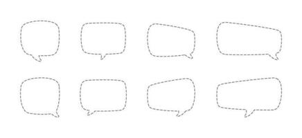 Geometric comic speech bubbles made of dotted dashed line set vector
