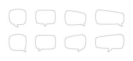 Geometric comic speech bubbles made of dotted dashed line set vector