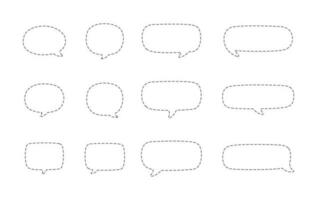 Geometric comic speech bubbles made of dotted dashed line set vector