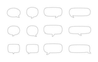 Geometric comic speech bubbles made of dotted dashed line set vector