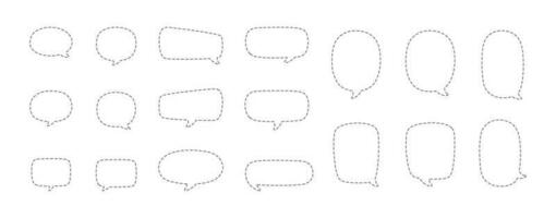 Geometric comic speech bubbles made of dotted dashed line set vector