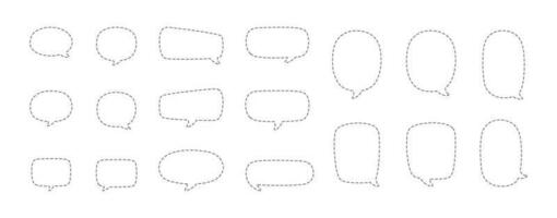 Geometric comic speech bubbles made of dotted dashed line set vector