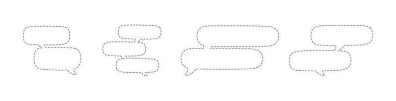 Geometric comic speech bubbles made of dotted dashed line set vector