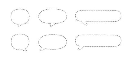 Geometric comic speech bubbles made of dotted dashed line set vector