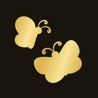 Golden butterflies vector illustration. Beautiful gold butterfly silhouettes with different shapes wings. For invitation, fashion, decorative abstract design elements.