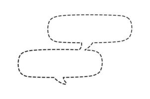 Comic speech bubble balloon made of dotted dashed line. Multiple conversation dialogue template doodle vector illustration.