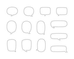 Geometric comic speech bubbles made of dotted dashed line set vector