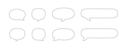 Geometric comic speech bubbles made of dotted dashed line set vector