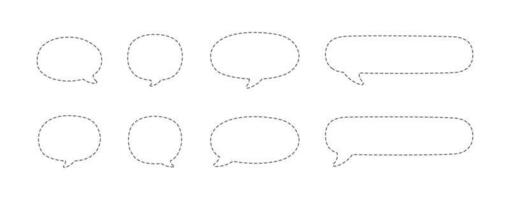 Geometric comic speech bubbles made of dotted dashed line set vector