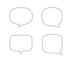 Geometric comic speech bubbles made of dotted dashed line set vector