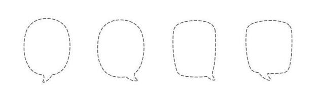 Geometric comic speech bubbles made of dotted dashed line set vector