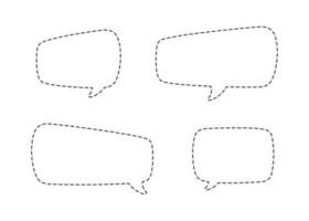 Geometric comic speech bubbles made of dotted dashed line set vector